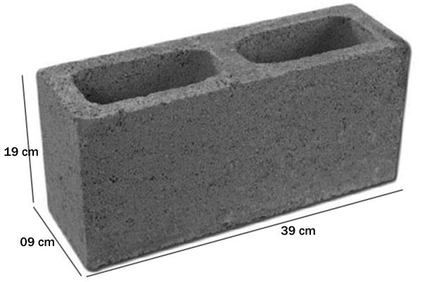 Bloco de Concreto Liso 09 x 19 x 39 CM
