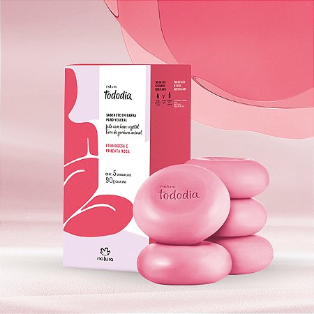 Sabonete em Barra Puro Vegetal Tododia Framboesa e Pimenta Rosa