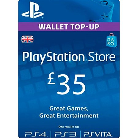 CARTÃO PSN £35 - PLAYSTATION NETWORK CARD - REINO UNIDO