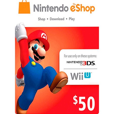 CARTÃO NINTENDO 3DS / WII U SHOP / SWICH (CASH CARD) $50