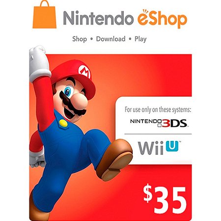 CARTÃO NINTENDO 3DS / WII U SHOP / SWICH (CASH CARD) $35