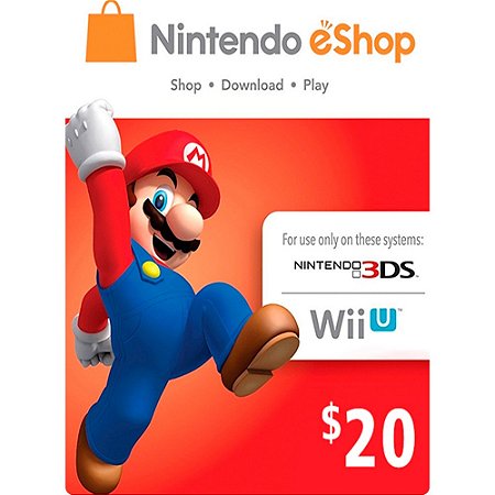 CARTÃO NINTENDO 3DS / WII U SHOP / SWICH (CASH CARD) $20