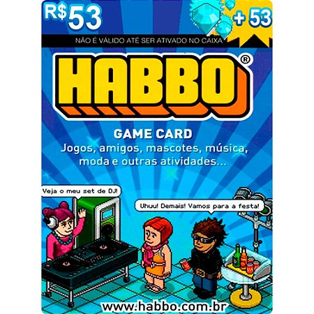 Cartão Habbo 53 Créditos + 53 Diamantes