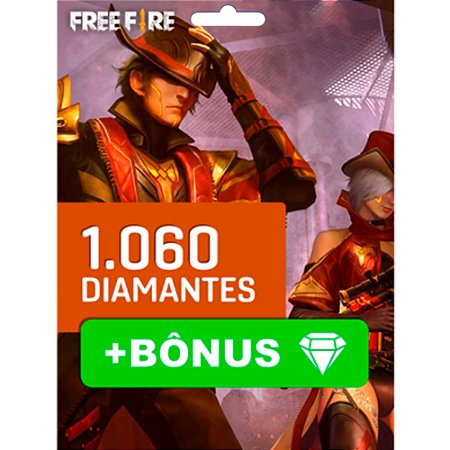 Free Fire - 1060 Diamantes + 10% de Bônus