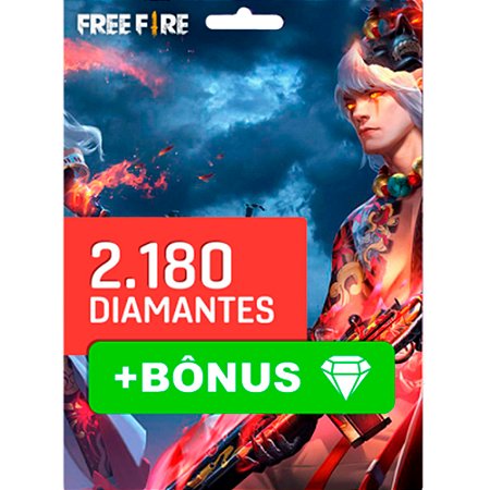 Diamantes Free Fire 2180 + 436 Bonus - Cartão Presente - Venger