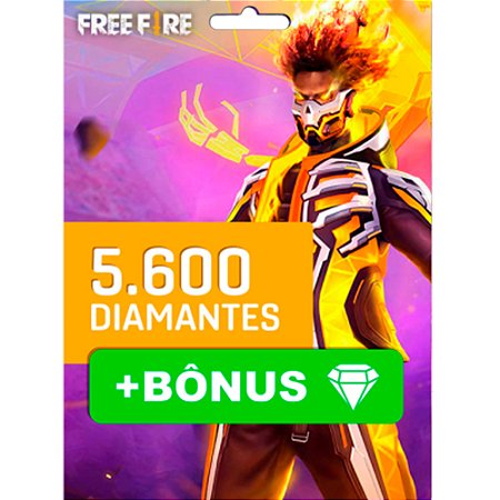 Free Fire - 5600 Diamantes + 10% de Bônus