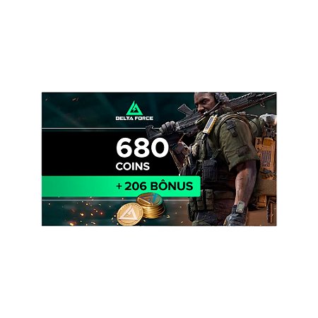 Garena Delta Force - 680 Delta Coins + Bônus de 206