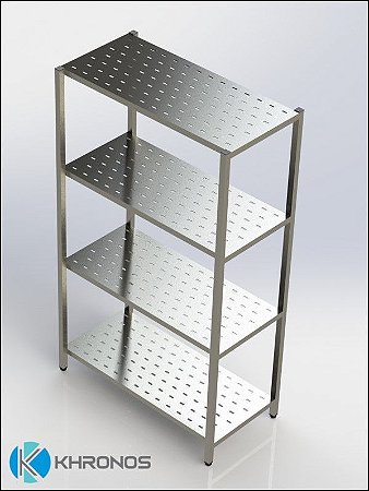 Estante perfurada AÇO INOX 430 - 4 planos - 1000mm x 400mm x 1500mm