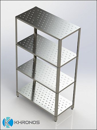 Estante perfurada AÇO INOX 430 - 4 planos - 2000mm x 400mm x 1500mm