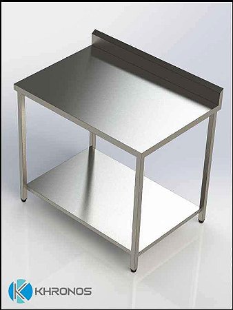 Mesa lisa de parede - com prateleira inferior - 1870mm x 600mm x 900mm