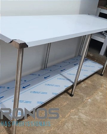 Mesa bancada de Inox com prateleira  2,0X0,70X0,90