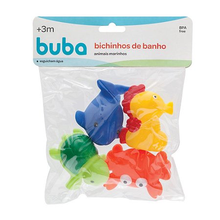 Kit Bichinhos para Banho Animais do Mar Buba Colorido