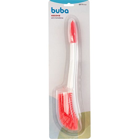 Escova para Mamadeira com Limpador de Bico Buba Rosa