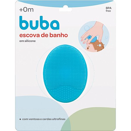 Escova de Banho Baby em Silicone Azul Buba