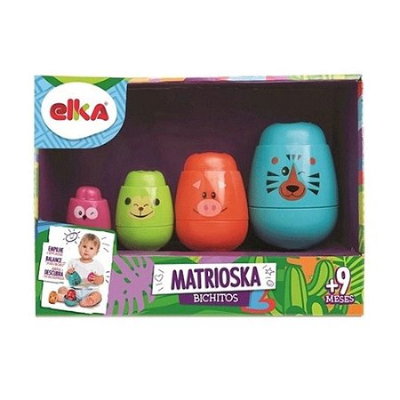 Brinquedo Infantil de Encaixar Matrioska Elka Bichitos