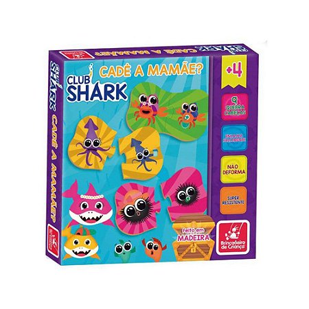 Quebra Cabeça Cadê a Mamãe Club Shark Brincadeira de Criança 18 peças