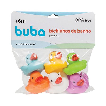Kit 6 Patinhos de Banho Buba Colorido