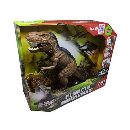 Dinossauro Toyng com Som, Luz e Fumaça T-Rex 15cm