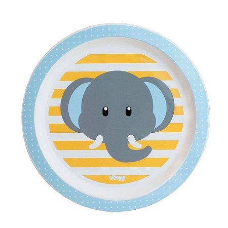 Pratinho Infantil Elefante Clingo Azul Claro