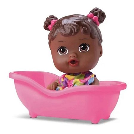 Boneca Bebê Little Dolls Banheirinha Divertoys Negra