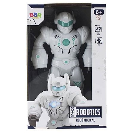 Robô Musical BBR Toys Com Luz e Som Branco Battle Robotics