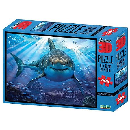 Quebra-Cabeça Super 3D Multikids Tubarão 500 Peças
