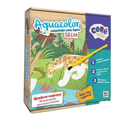 Quebra-Cabeça Selva Toyster Aquacolor Colorindo Com Água 28 Peças