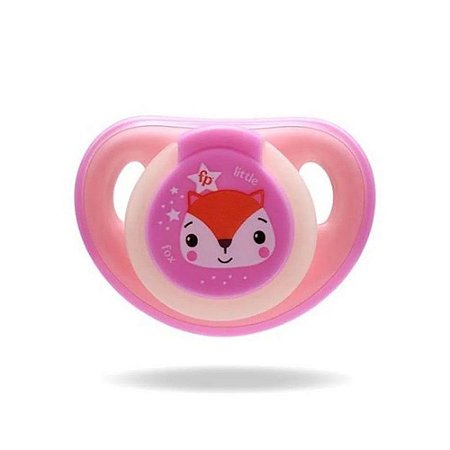 Chupeta Glow Brilha no Escuro Fisher Price Rosa Raposa 6 a 18 meses com Estojo