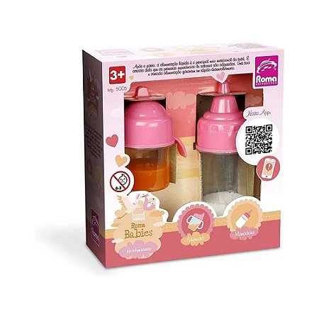 Kit Mamadeira De Brinquedo Babies Roma Rosa