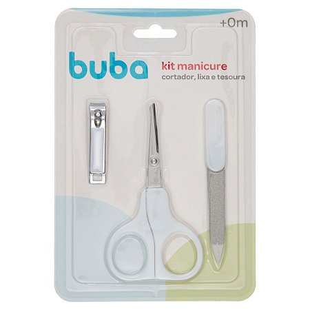 Kit Manicure Buba Cortador, Lixa e Tesoura Branco