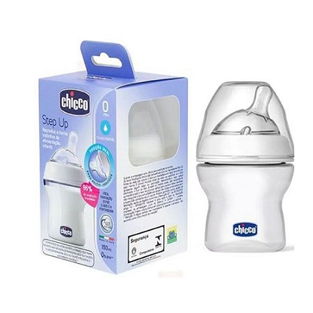 Mamadeira Step Up 150ml Chicco Cinza 0m+ Fluxo Normal