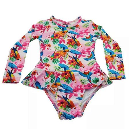 Maiô Infantil Praia Rosa Tip Top Arara