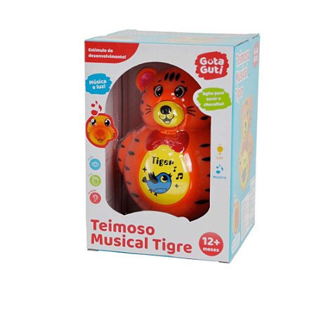 Boneco Musical Dm Toys Tigre Teimoso Com Luz e Som