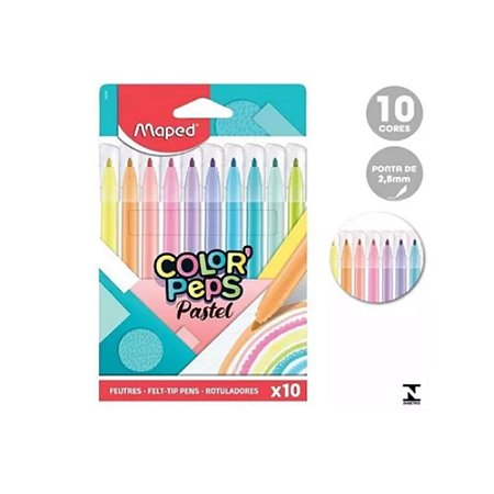 Caneta Hidrografica Pastel Maped 10 Cores
