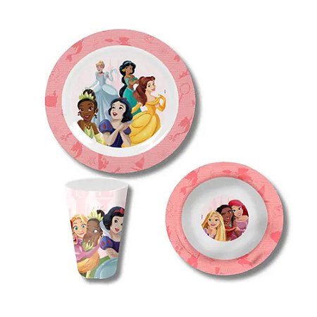 Kit Alimentação Melamine Disney Princesa 3 Peças Yangzi