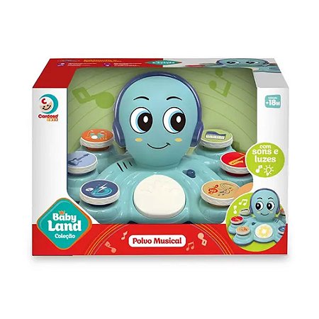 Brinquedo Interativo Polvo Musical Azul Com Luz e Som Cardoso Toys
