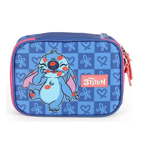 Estojo Escolar Box Stitch Azul Luxcel