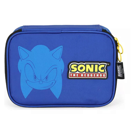 Estojo Box Escolar 100 Canetas Sonic Azul Luxcel