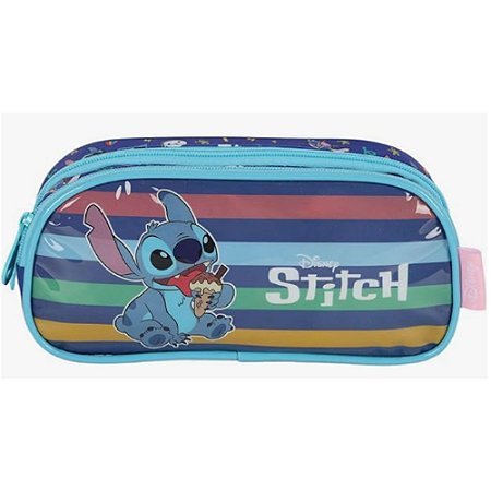 Estojo Duplo Escolar Stitch Luxcel Azul