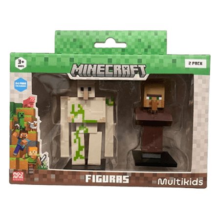 Minecraft Pack 2 Mini Figuras Golem e Villager Multikids