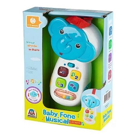 Baby Fone Musical Com Luz Elefante Braskit