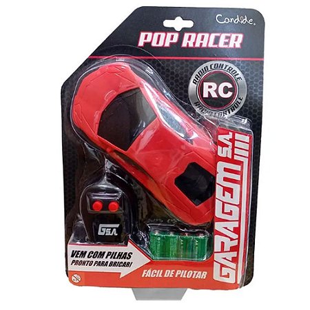 Carro Controle Remoto Pop Racer Garagem Candide Vermelho