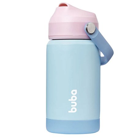 Copo Térmico Com Canudo Candy 360ml Buba Azul e Rosa