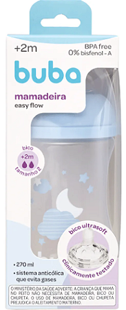 Mamadeira Azul Buba Easy Flow Bico Ultrasoft 270ml