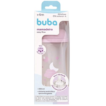 Mamadeira Rosa Buba Easy Flow Bico Ultrasoft 330ml