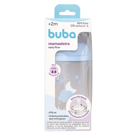 Mamadeira Azul Buba Easy Flow Bico Ultrasoft 330ml