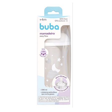 Mamadeira Branca Buba Easy Flow Bico Ultrasoft 330ml