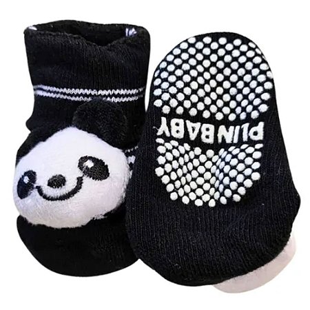 Meia Antiderrapante Para Bebê Plin Baby Panda