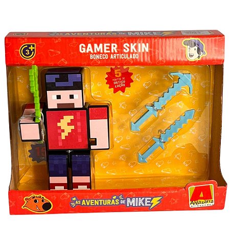 Boneco Articulado Gamer Skin Aventuras de Mike  Algazarra