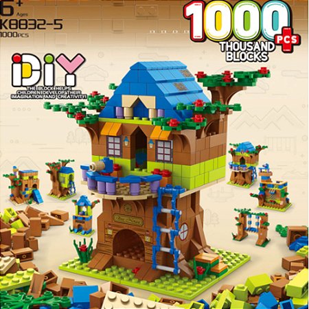 Blocos De Montar Casa Na Árvore 1000 Pc 6 Em 1 Bloxi